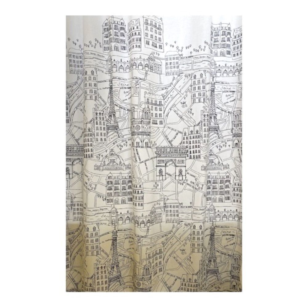Paris Bathroom Shower Curtain and Matching Hooks and Accessories Set